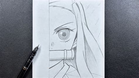 Anime Sketch How To Draw Nezuko Half Face Step By Step Youtube