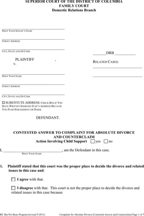 Download District Of Columbia Divorce Papers For Free Formtemplate