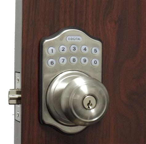 Lockey E Digital Keyless Electronic Knob Door Lock Satin Chrome With Remote