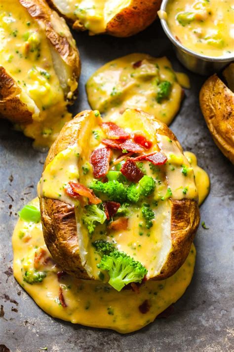 Baked potato baked potatoes are a little difficult to get just right. Baked Potatoes with Loaded Broccoli Bacon Cheese Sauce