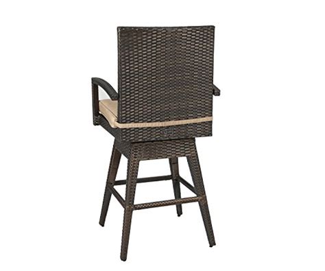 Ulax Furniture Outdoor Wicker Swivel Bar Stool Patio Rattan Bar Chair