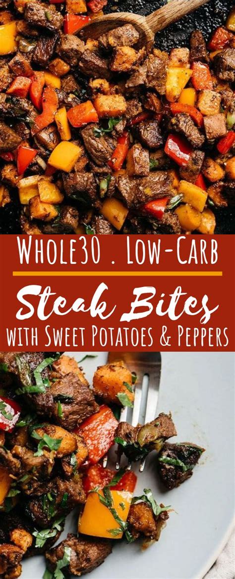 If you are looking for the perfect whole30, paleo and keto lunch or dinner, look no further. Whole30 Steak Bites with Sweet Potatoes and Peppers # ...