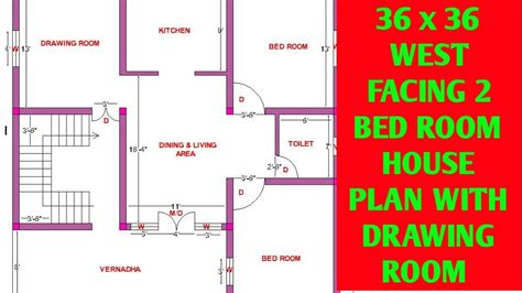 36x36 House Plan 36x36 Ghar Ka Neksha 36x36 West Facing 2 Bed Room