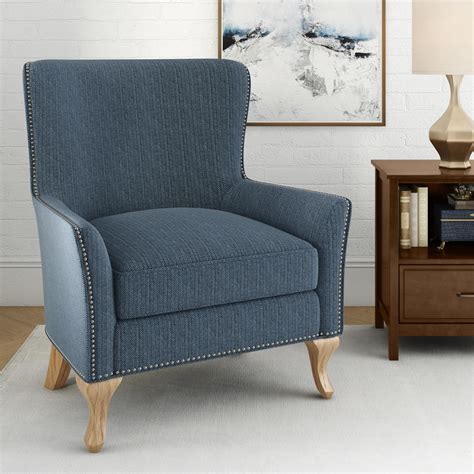 Dorel Living Reva Accent Chair Living Room Armchairs Blue Linen