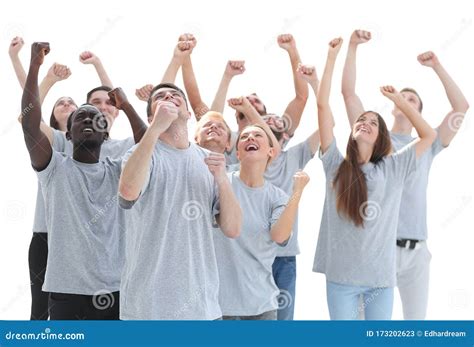 Group Of Happy Diverse Young People Isolated On White Stock Image