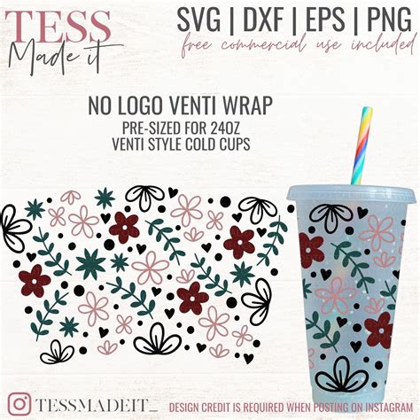 Floral Cold Cup Svg Spring Venti Cup Svg Tess Made It