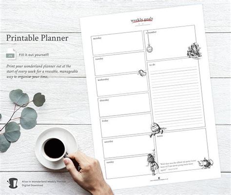 Print Your Wonderland Planner Out At The Start Of Your Week For A