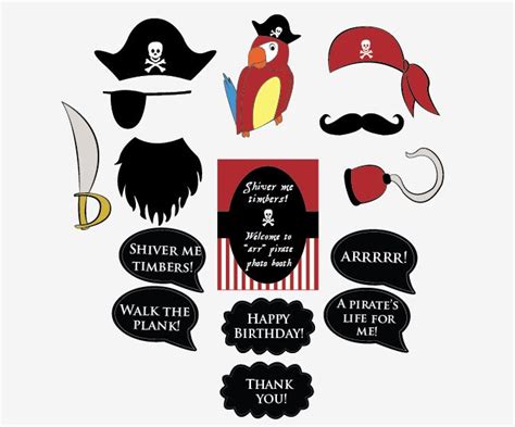 Printable Pirates Photo Booth Props Digital By Redmorningstudios