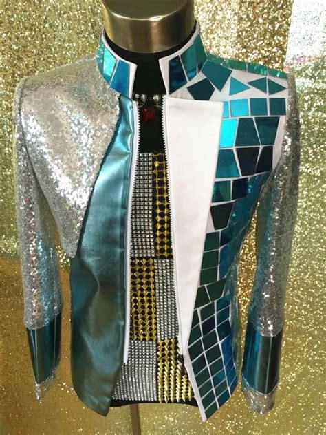 Plus Size Costomized Men S Silver Sequins Mirror Jacket Ds Dj Male