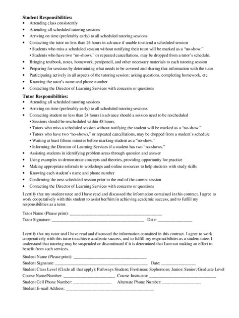 Tutoring Contract Template Complete With Ease Airslate Signnow