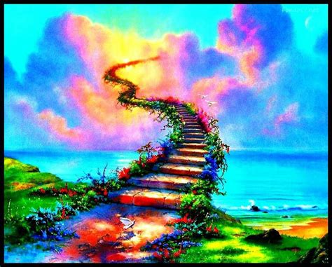 Rainbow Stairway Heaven Painting Stairway To Heaven Stairways