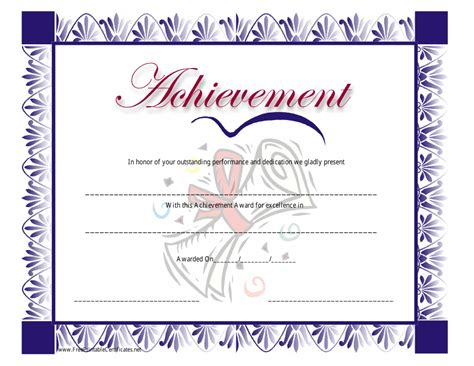 Blue Certificate Of Achievement Template Download Printable Pdf