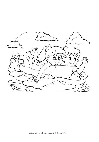 Bilder zum ausmalen, jedes ausmalbild und kostenlose malvorlagen gratis online downloaden. Ausmalbilder | Ausmalbild Kinder auf der Luftmatratze