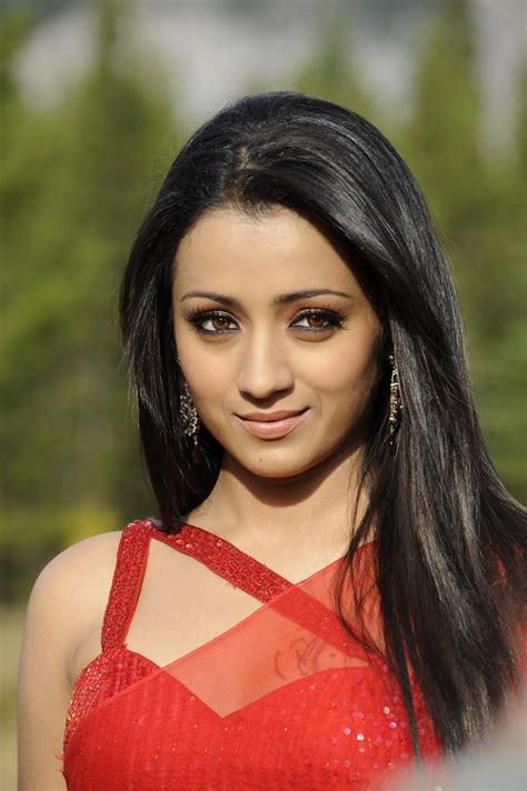 Trisha Krishnan In Red Transparent Saree Part Hot Actress In The World