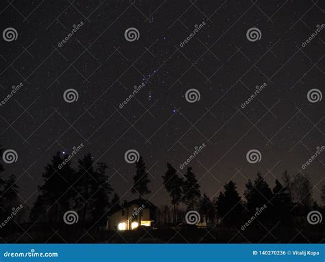 Orion Constellation And Sirius Star On Night Sky Stock Photo Image Of