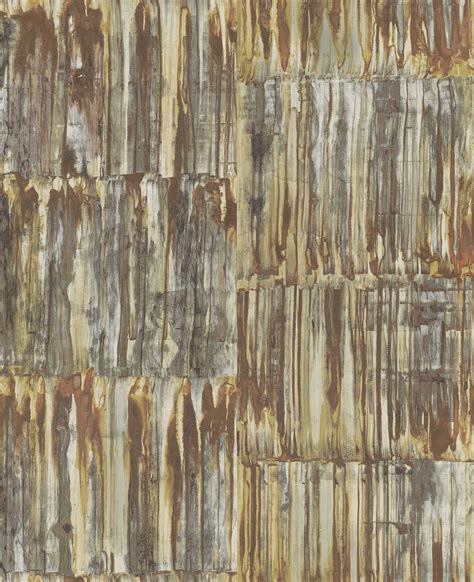 2540 24063 Patina Panels Copper Metal With Reflective Silver Wallpaper