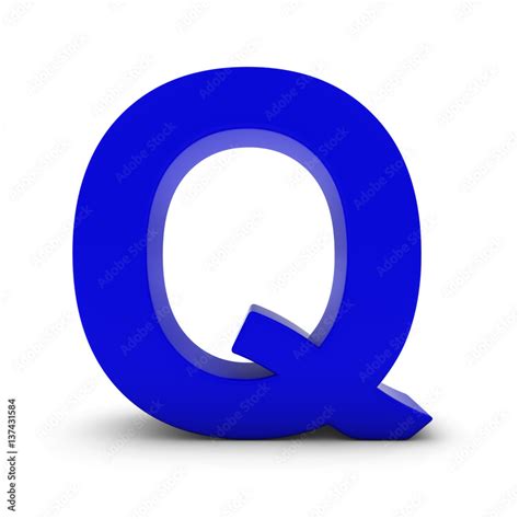 Blue Letter Q Isolated On White With Shadows 3d Illustration Stock