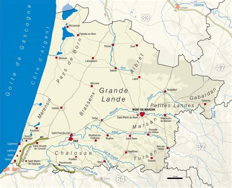 Carte Des Landes Landes Carte Des Villes Communes Politique Sites Touristiques