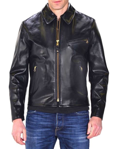 Schott Nyc Mens Classic Horsehide Black Racer Motorcycle Leather Jacket