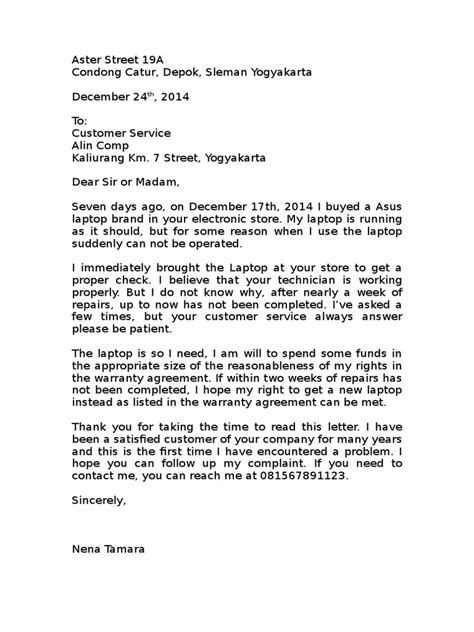 Check spelling or type a new query. Complaint Letter