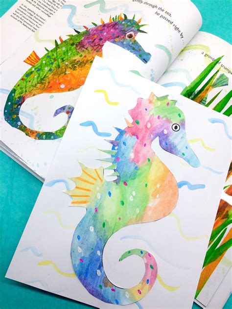 Kurtus, who keeps his on his head; Eric Carle-Inspired Watercolor Seahorse Collage for Kids ...