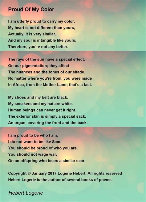 Proud Of My Color Proud Of My Color Poem By Hebert Logerie