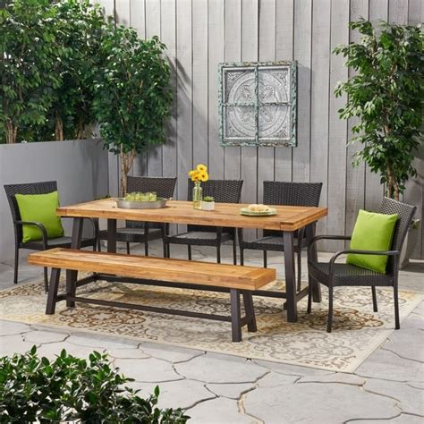 Shop Lyons Outdoor Rustic Acacia Wood 8 Seater Dining Set With Dining