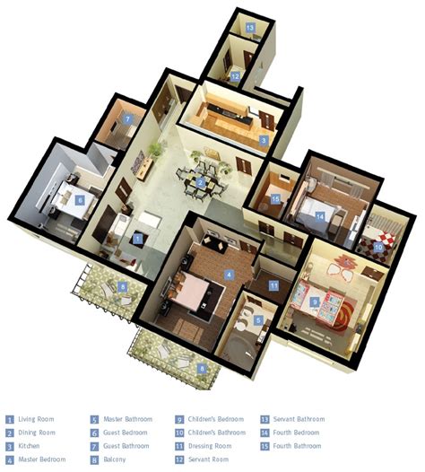 4 Bedroom Apartment/House Plans - Futura Home Decorating