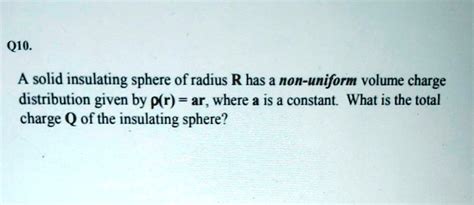 Solved Q10 A Solid Insulating Sphere Of Radius R Has A Non Uniform