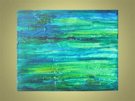 Handmade Original Abstract Painting 8x10 Turquoise Blue Green