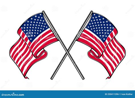 illustration of crossed american flags design element for poster card banner sign logo