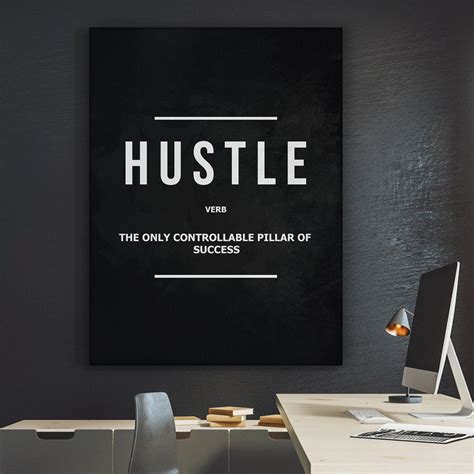 Hustle Verb Motivational Wall Art Canvas Print Office Decor Etsy