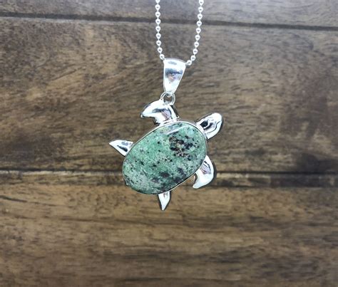 Large Turquoise Turtle Pendant Sterling Silver Turquoise Necklace