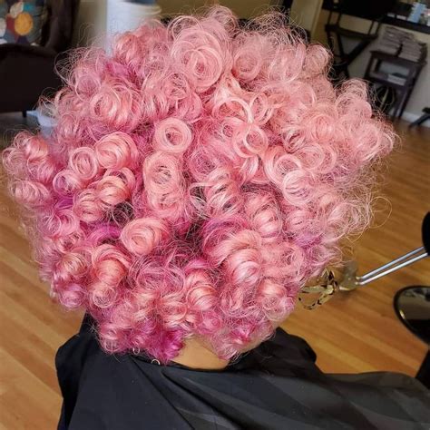 Pink Curls In 2021 Pink Curls Natural Hair Color Natural Hair Styles