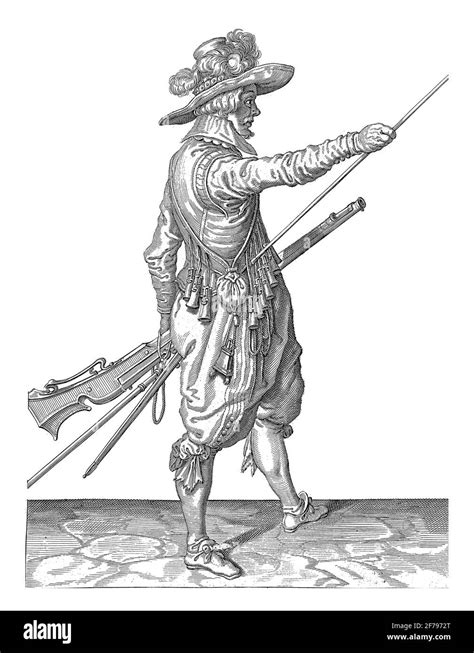 A Soldier To The Right Holding A Musket With His Left Thigh With His Left Thigh And Bringing