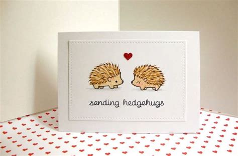 Hedgehugs And Kisses Valentines Day Hedgehog Postcard Handmade Love