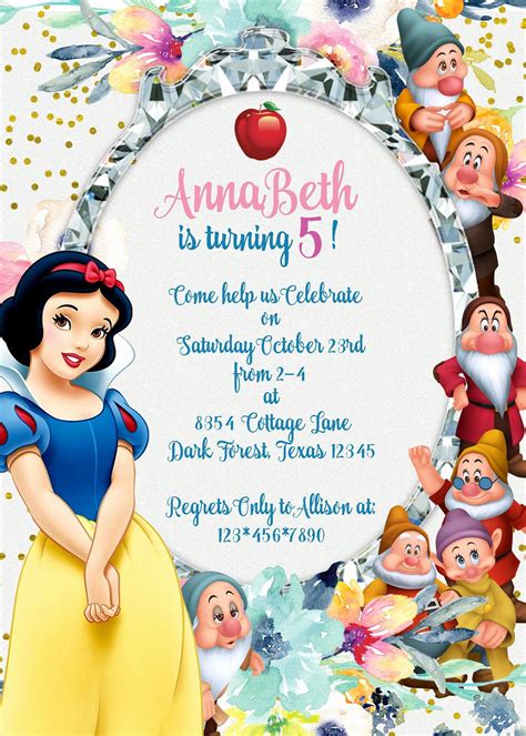 Snow White Free Printable Invitations Labels Or Cards Ae1