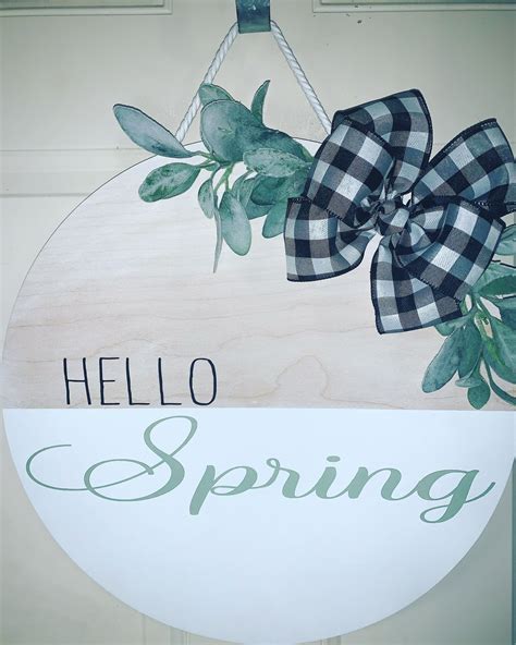 Hello Spring Door Hanger Hello Spring Sign Hello Spring Porch Sign