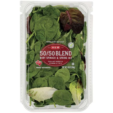 H E B Fresh 5050 Blend Baby Spinach And Spring Mix Texas Size Pack