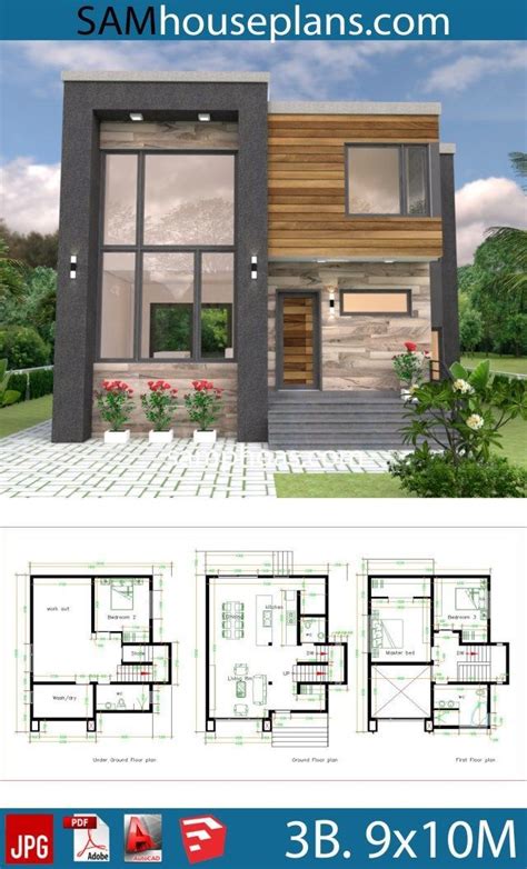 House Plans 9x10m With 5beds Samhouseplans5beds 9x10m