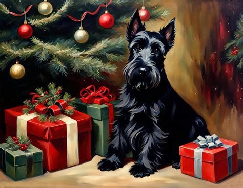 Scottish Terrier Vintage Christmas Free Stock Photo Public Domain