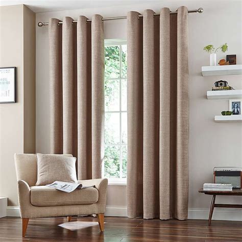 Natural Vermont Lined Eyelet Curtains Brown Curtains Living Room