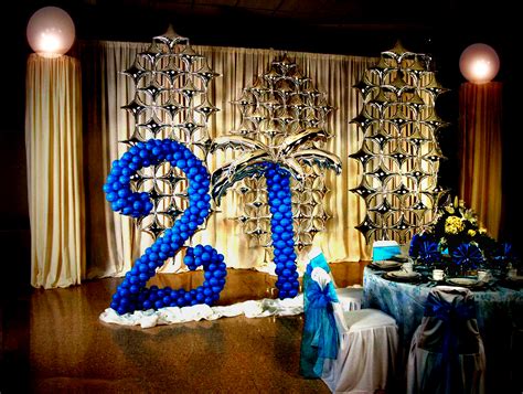 Hang a 21st birthday banner and matching swirl decorations to let everyone know what milestone you're celebrating. 21St Birthday Balloon Celebration Backdrop | Balloons N ...