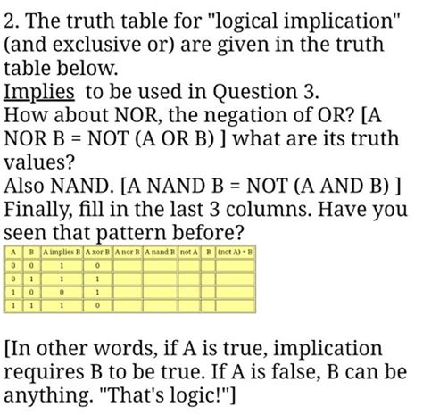 Get Answer 2 The Truth Table For Logical Implication And