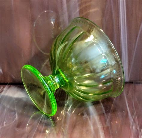 vintage uranium glass federal glass company colonial fluted etsy