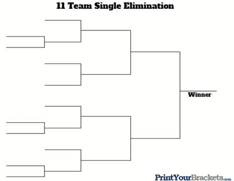 Seeded team tournament bracket editable template word 16 teams. 11 Team Single Elimination Printable Tournament Bracket