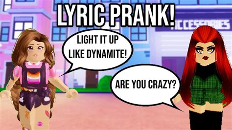 Dynamite Lyric Prank Roblox Youtube