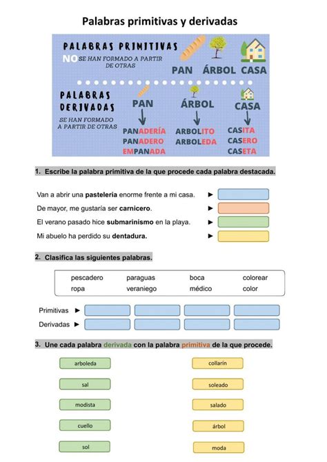 Palabras Primitivas Y Derivadas Online Exercise Classroom Life