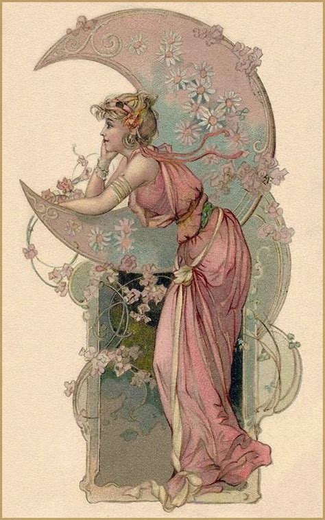 Vintage Art Nouveau Mucha Art Postcard Art Illustration
