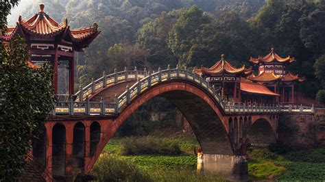 3840 X 2160 China Leshan Chinese Bridge Asian Architecture